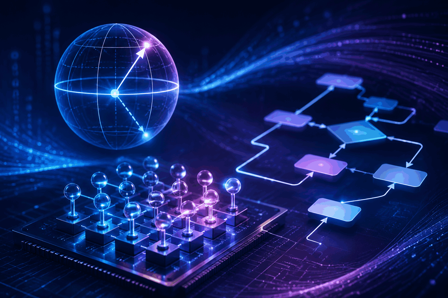 Comparison diagram of quantum algorithms versus classical algorithms