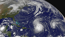 Weather system visualization with cloud patterns