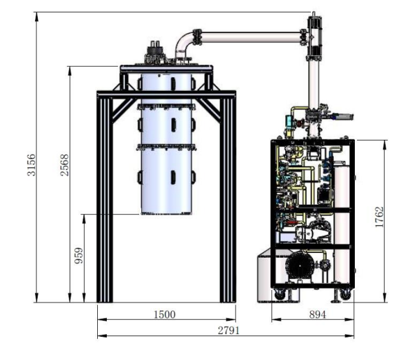 Front view of dilution refrigerator